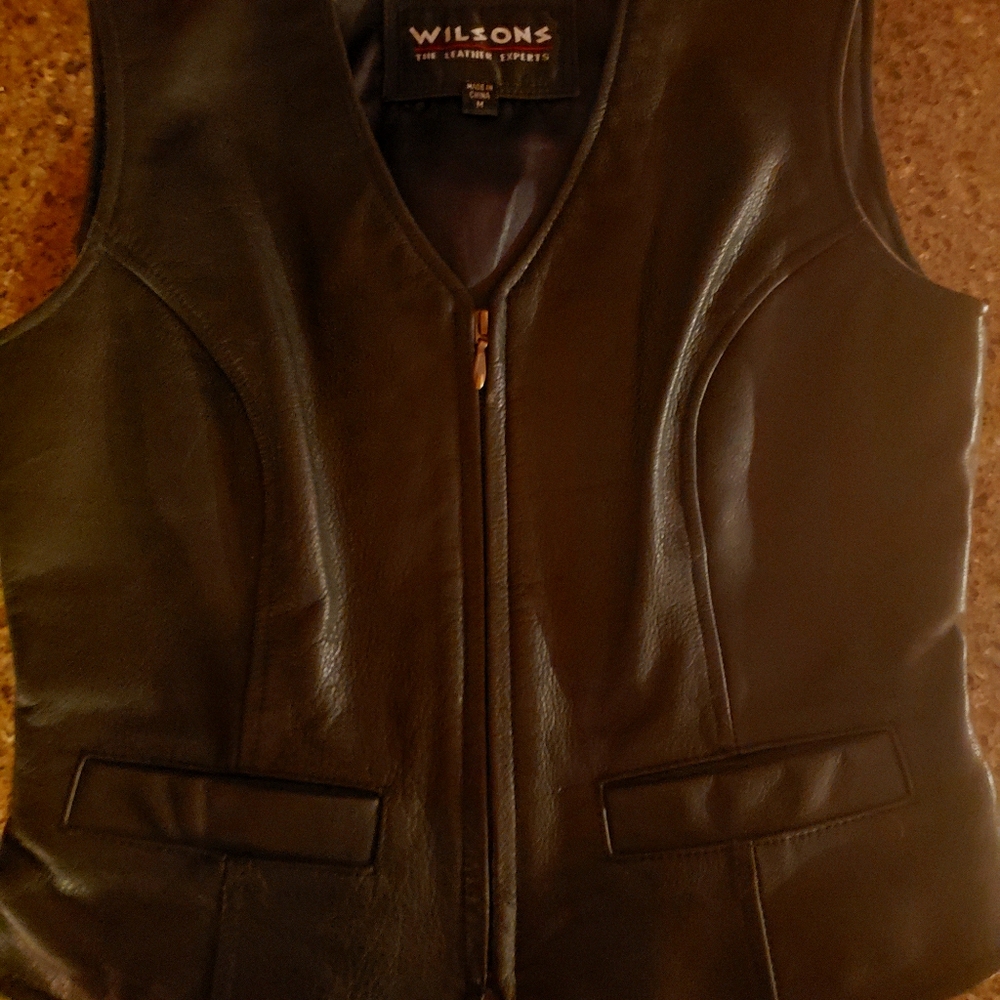 Leather motorcycle vest